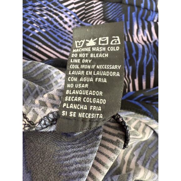 Perceptions Plus Size 22W Abstract Midi Shift Dress Blue Sleeveless Scoop Neck - Picture 8 of 9